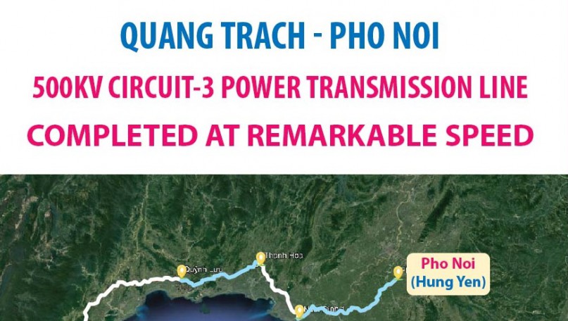 Power transmission line completed at remarkable speed